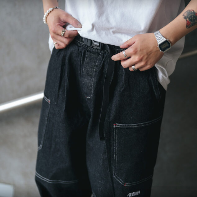 MOBLAB 重磅工具口袋單寧寬褲