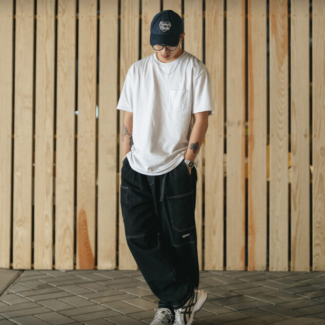 MOBLAB 重磅工具口袋單寧寬褲