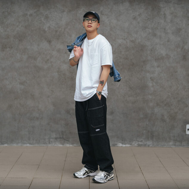 MOBLAB 重磅工具口袋單寧寬褲