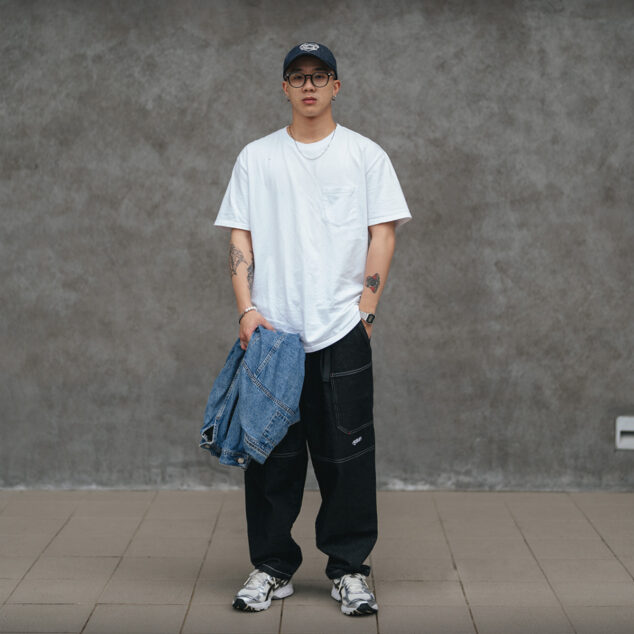 MOBLAB 重磅工具口袋單寧寬褲