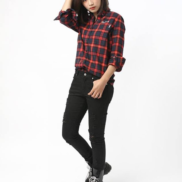 UP Sweety CURSIVE LOGO / FLANNEL CHECK SHIRT.LS