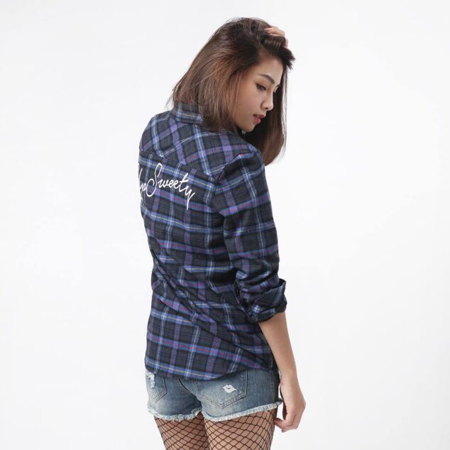UP Sweety CURSIVE LOGO / FLANNEL CHECK SHIRT.LS