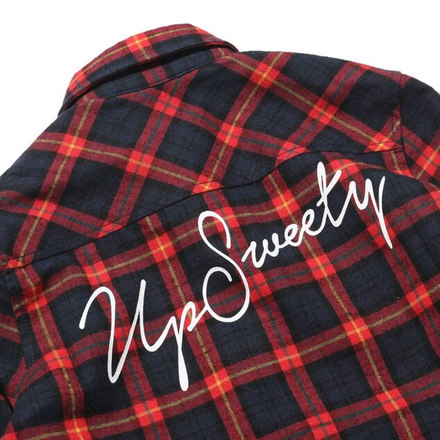 UP Sweety CURSIVE LOGO / FLANNEL CHECK SHIRT.LS