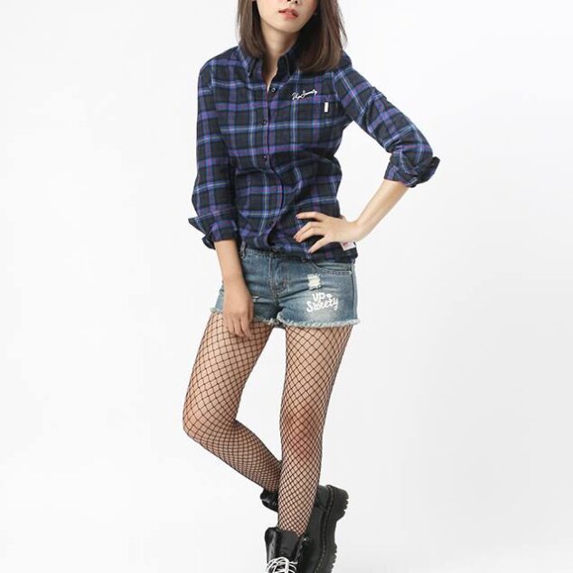 UP Sweety CURSIVE LOGO / FLANNEL CHECK SHIRT.LS