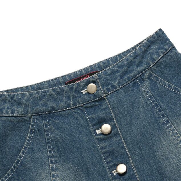 UP Sweety CURSIVE LOGO / BUTTONED DENIM SKIRT