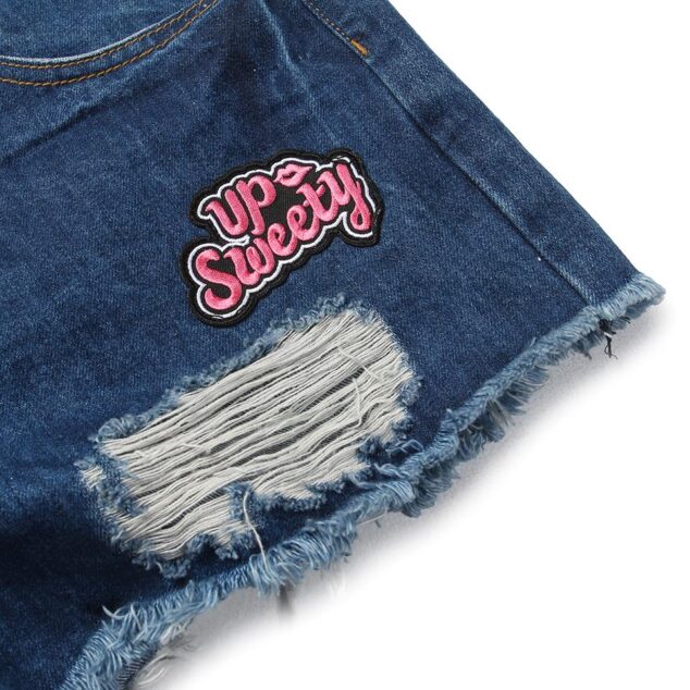 UP Sweety UPST PATCH / HIGH RISE DENIM SHORTS