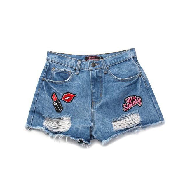 UP Sweety UPST PATCH / HIGH RISE DENIM SHORTS