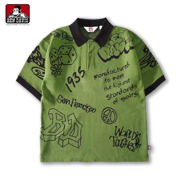 【BEN DAVIS】SCRIBBLE KNIT POLO 骰子1935 塗鴉 針織 短袖 襯衫 POLO襯衫 2色