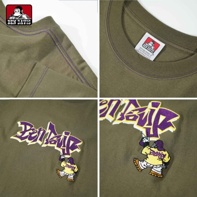 【BEN DAVIS】SPRAY ART CONTRAST STITCH TEE 猿人噴漆 街頭字體 外縫線設計 短T 4色