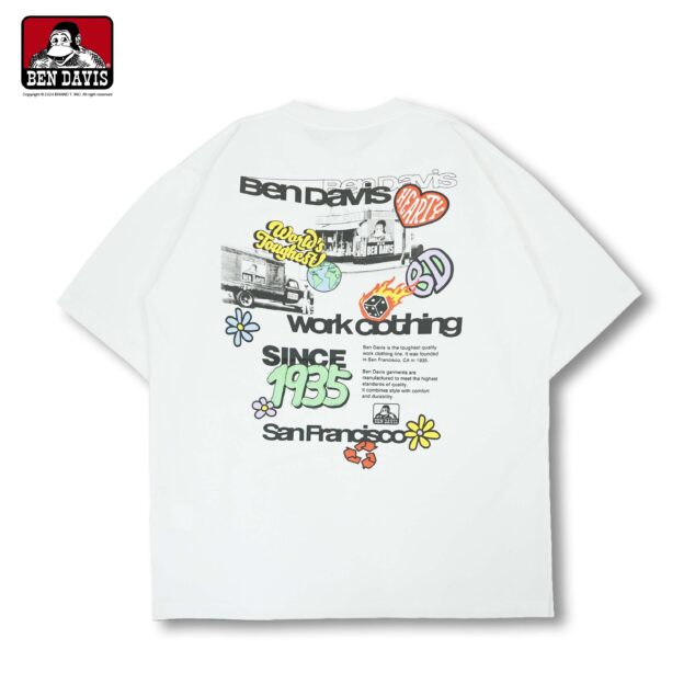 【BEN DAVIS】STICKER WORK TEE 泡泡字 骰子 花花 地球 愛心 貼紙 工作 短T 3色