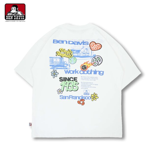 【BEN DAVIS】STICKER WORK TEE 泡泡字 骰子 花花 地球 愛心 貼紙 工作 短T 3色