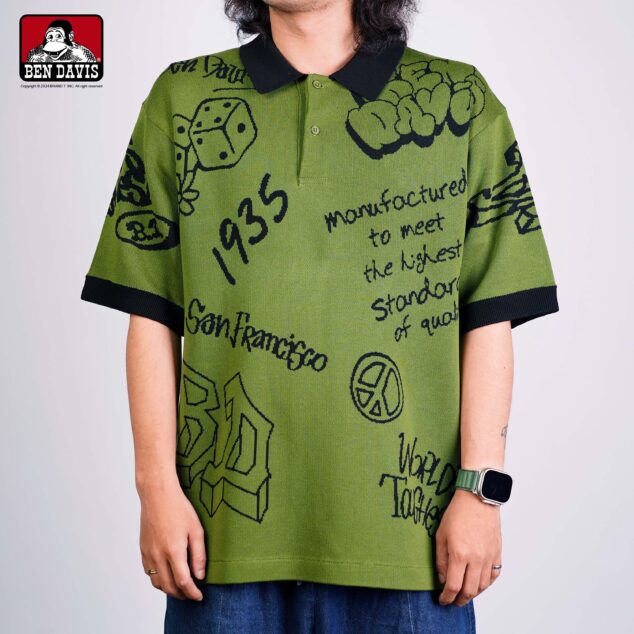 【BEN DAVIS】SCRIBBLE KNIT POLO 骰子1935 塗鴉 針織 短袖 襯衫 POLO襯衫 2色