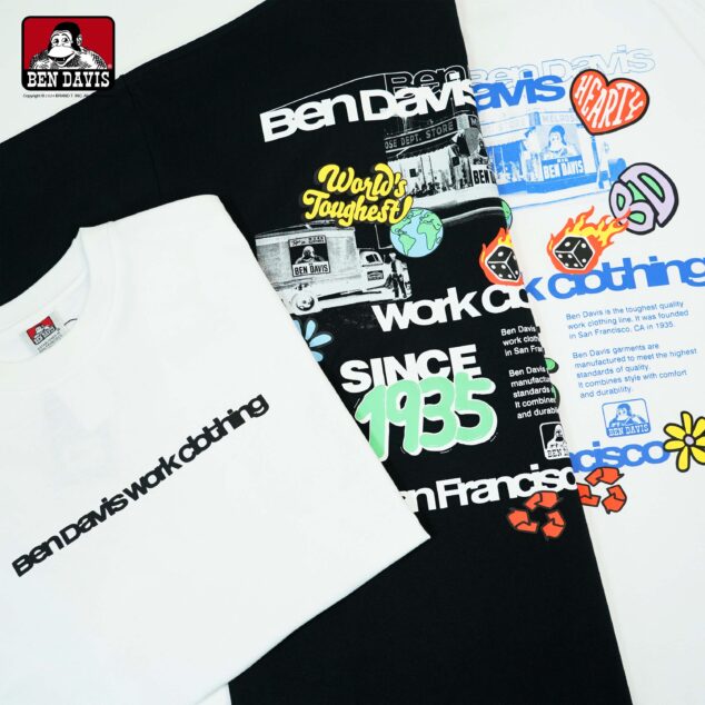 【BEN DAVIS】STICKER WORK TEE 泡泡字 骰子 花花 地球 愛心 貼紙 工作 短T 3色